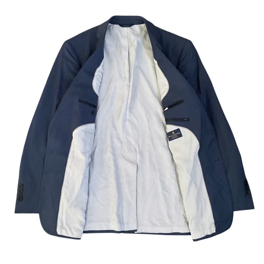 Brooks Brothers Explorer Regent Fit Wool Silk Stretch Blue Blazer 44L Jacket